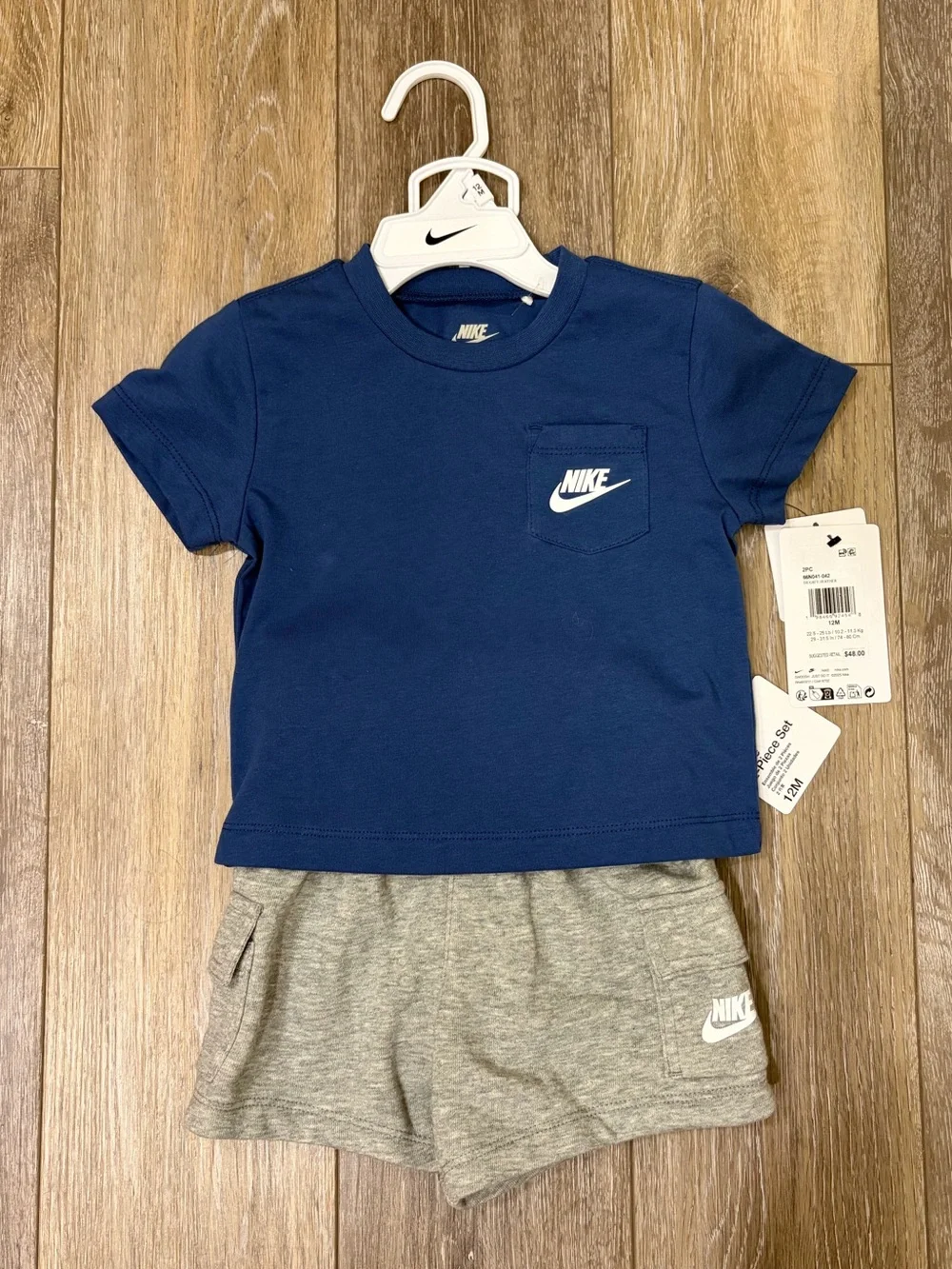 Nike Blue Pocket Tee and Gray Sweat Shorts Set WT - Picture 1 of 3